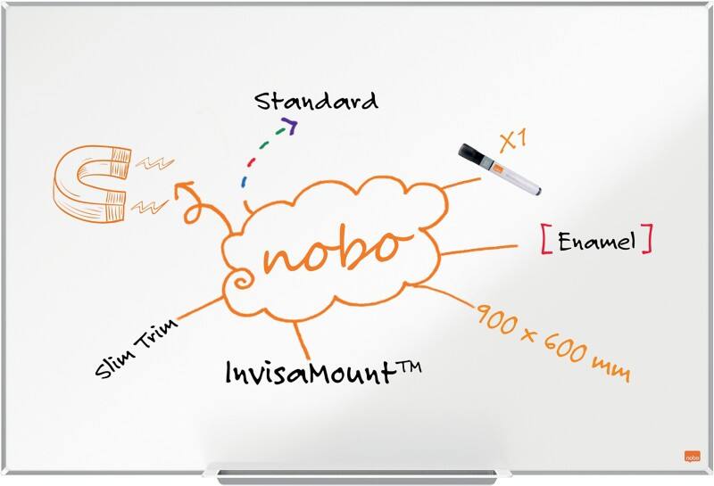 Nobo Impression Pro whiteboard 1915395 wandmontage magnetisch email 90 x 60 cm smal frame