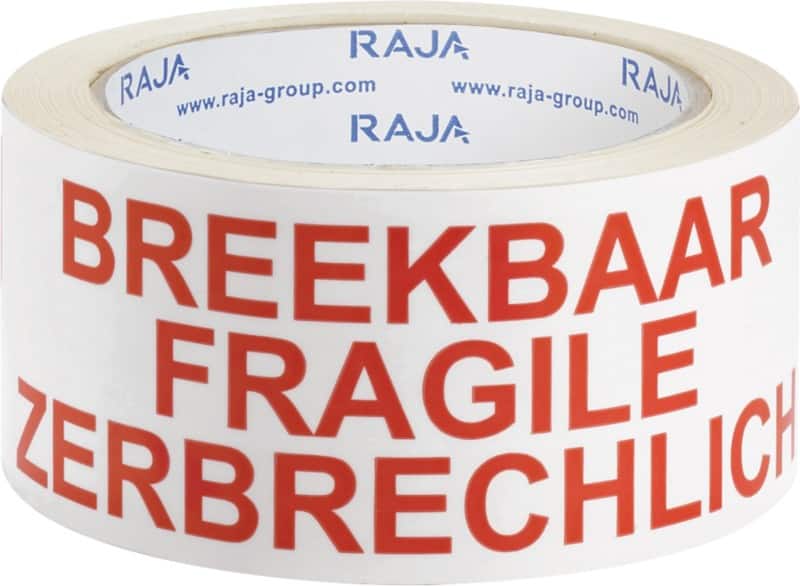 RAJA Waarschuwingstape UV Resistant Wit, Rood 50 mm (B) x 66 m (L) PP (Polypropeen) Gerecycled 70% 6 Stuks