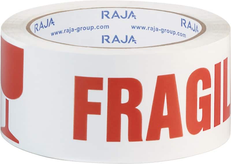 RAJA Waarschuwingstape Fragile Rood, Wit 50 mm (B) x 66 m (L) PP (Polypropeen) 6 Stuks