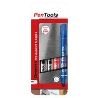 Pentel N60 Permanent marker Medium Beitelpunt 1,5 - 7 mm Blauw, rood, zwart Niet navulbaar Pak van 4