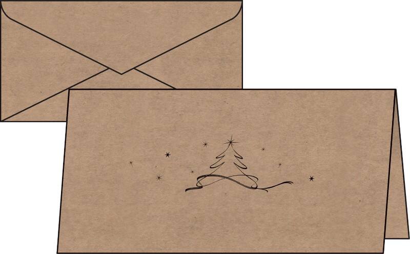 Sigel Kerstkaart + envelop DS070 DL 220 g/m² Bruin 10+10 stuks