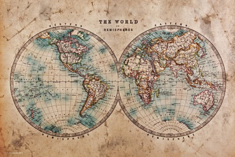 cover your desk Historische wereldkaart Bureauonderlegger Vinyl Bruin 40 x 60 cm