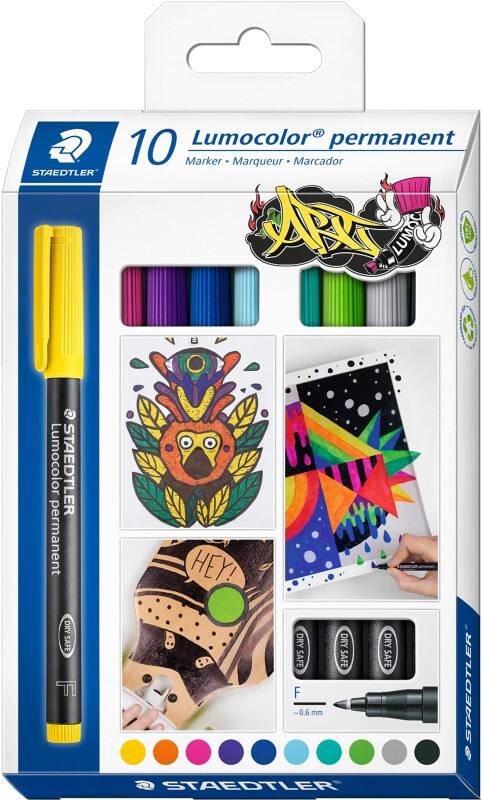 STAEDTLER Lumocolor Permanentmarker Fijn Ronde punt Kleurenassortiment 10 Stuks