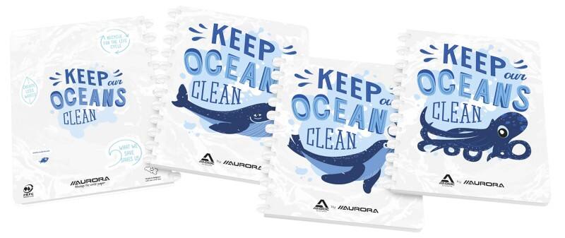 Adoc ADOC by Aurora Notitieboek A4 Gelinieerd Plastic oceaanafval Soepele kaft Wit Niet geperforeerd 144 Pagina's