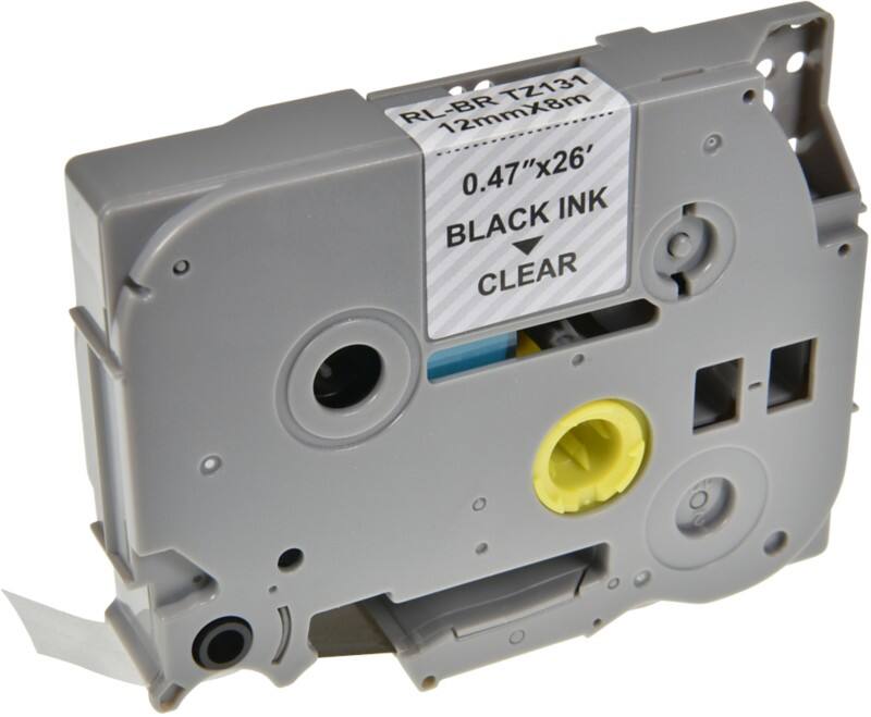 P-touch Labeltape Compatibel Brother TZe-131 5BRT131-WT Zelfklevend Zwart op Transparant 12 mm x 8 m