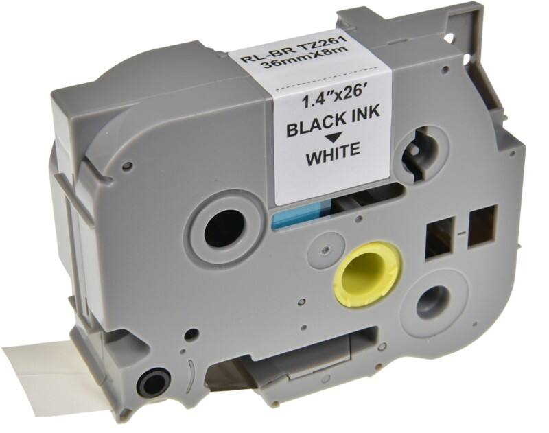 P-touch Labeltape Compatibel Brother TZe-261 5BRT261-WT Zelfklevend Zwart op Wit 36 mm x 8 m