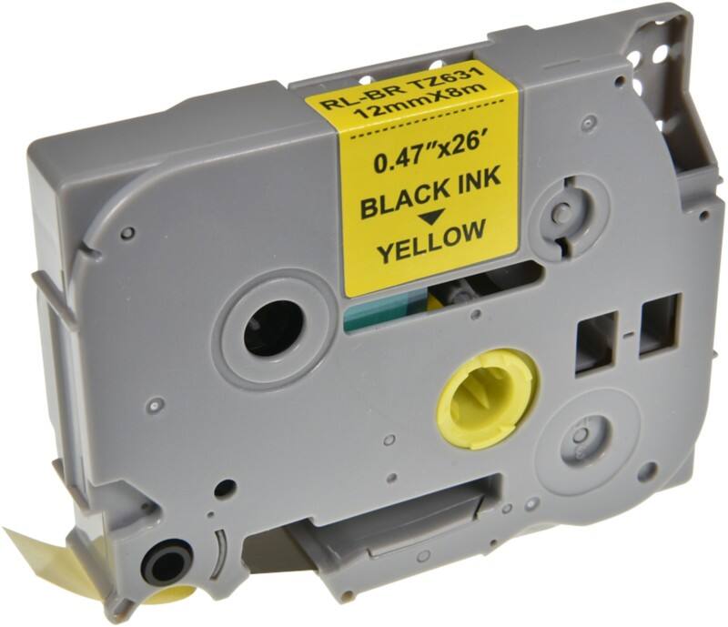 P-touch Labeltape Compatibel Brother TZe-631 5BRT631-WT Zelfklevend Zwart op Geel 12 mm x 8 m