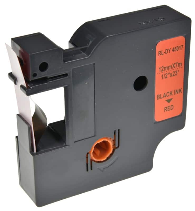 Etiketteertape D1 S0720570 / 45017 Compatibel Dymo Zelfklevend Zwart op Rood 12 mm x 7m