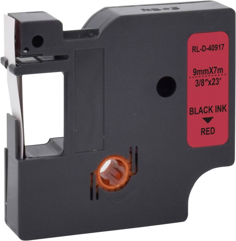 Etiketteertape D1 S0720720 / 40917 Compatibel Dymo Zelfklevend Zwart op Rood 9 mm x 7m