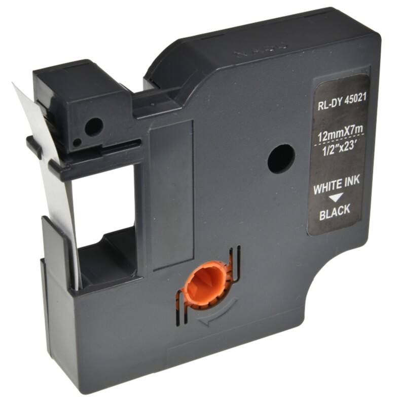 Etiketteertape D1 S0720610 / 45021 Compatibel Dymo Zelfklevend Wit op Zwart 12 mm x 7m