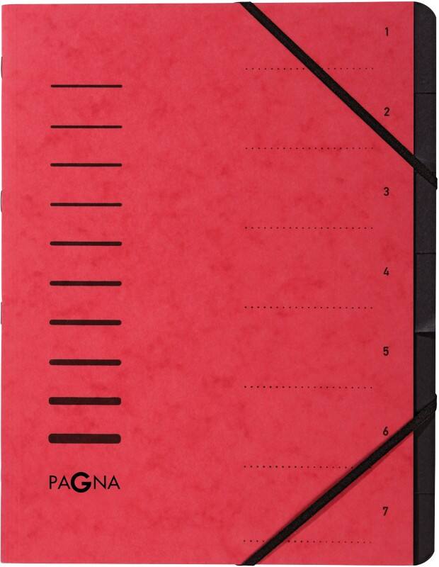 PAGNA Sorteermap A4 Effen Karton 7-delig Rood 24,5 x 0,4 x 32 cm (B x D x H)