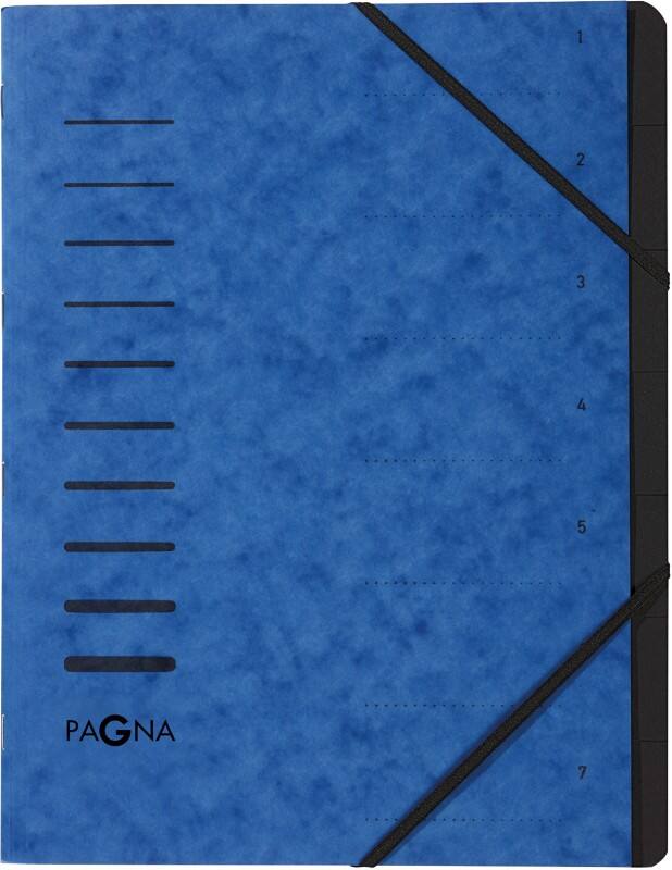 PAGNA Sorteermap A4 Effen Karton 7-delig Blauw 24,5 x 0,4 x 32 cm (B x D x H)