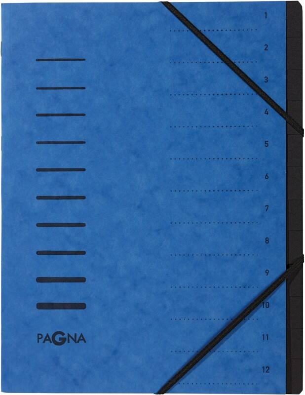 PAGNA Sorteermap A4 Effen Karton 12-delig Blauw 24,5 x 0,5 x 32 cm (B x D x H)