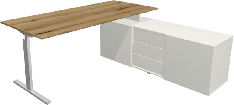 Kerkmann Form 2 Hoekbureau Eiken T-Voet 3 Lades 740 mm (H)