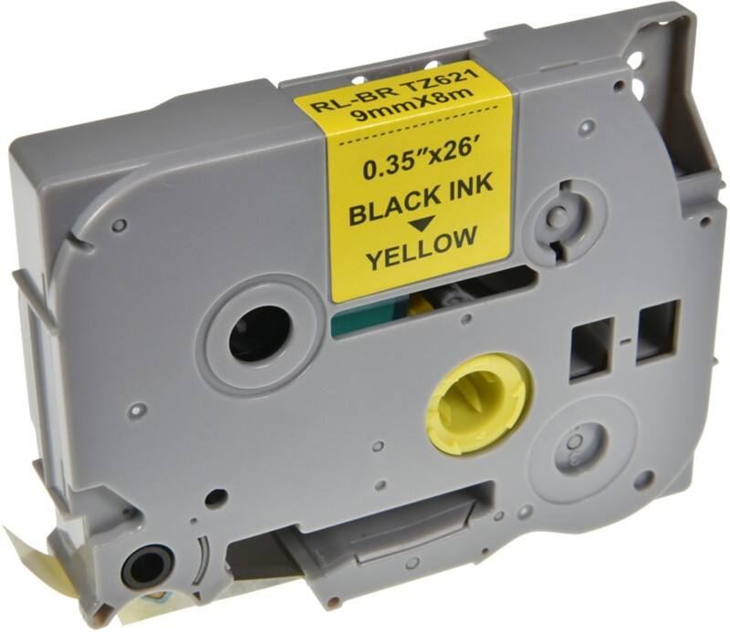 P-touch Etiketteertape Compatibel Brother TZe-621 5BRT621-WT Zelfklevend Zwart op Geel 88 mm x 8 m