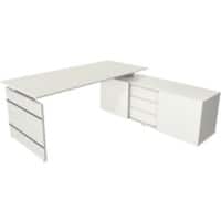 Kerkmann Form 4 Hoekbureau Wit Wang 3 Lades 1.950 (B) x 1.770 (D) x 740 (H) mm