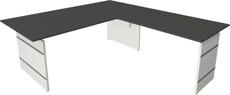 Kerkmann Form 4 Hoekbureau L-vorm Antraciet Wang 2.000 (B) x 2.200 (D) x 760 (H) mm