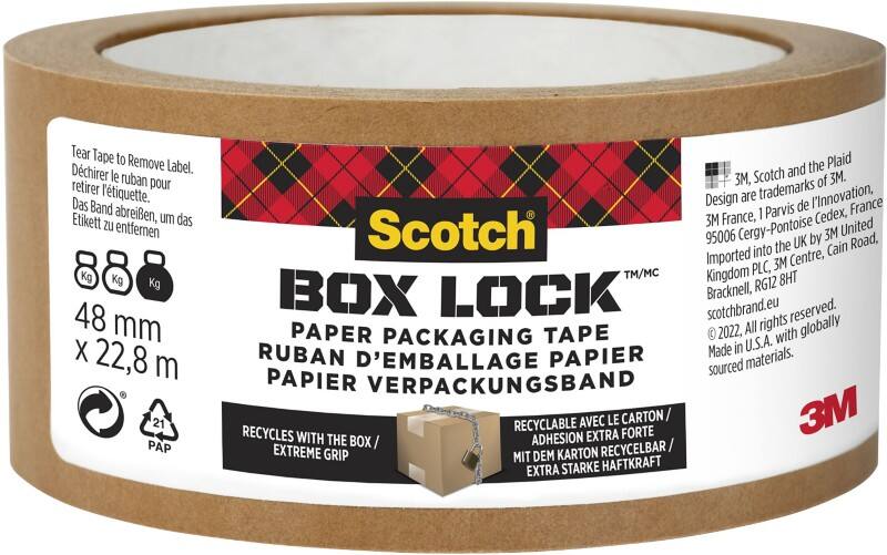 Scotch Box Lock Verpakkingstape Papier Super Sterk 48 (B) mm x 22,8 m (L) 127 Microns
