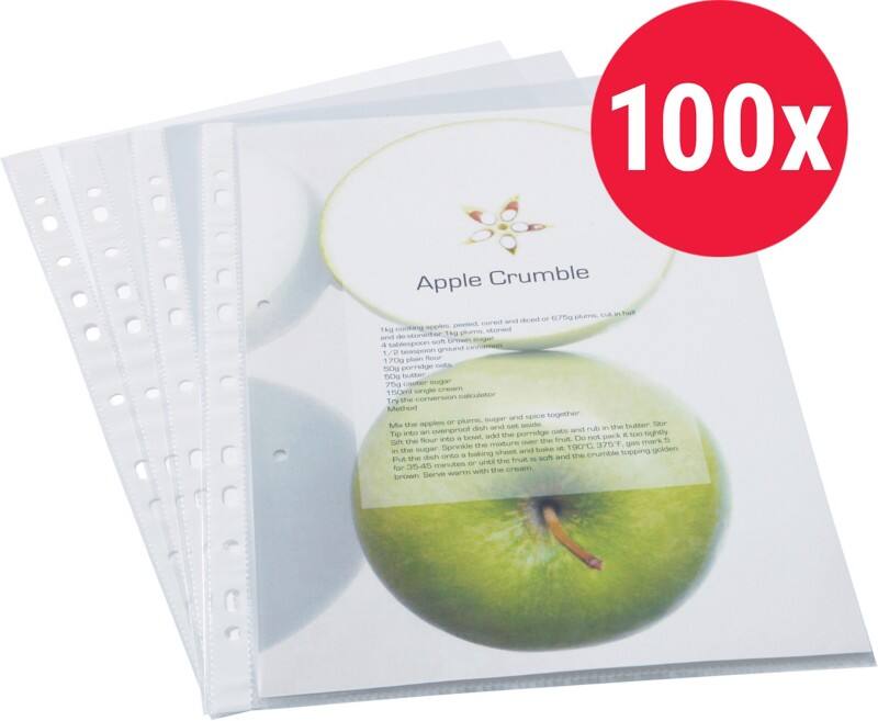 Rapesco Showtassen Glashelder Transparant 60 micron PP (Polypropeen) 11 Gaten 100 Stuks