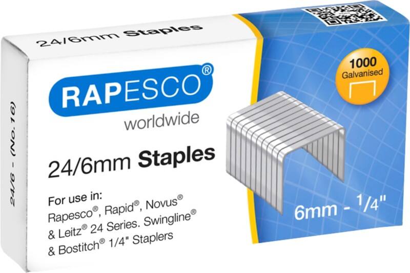 Rapesco Nietjes 24/6 S24607Z3 Staal Zilver 1000 Nietjes