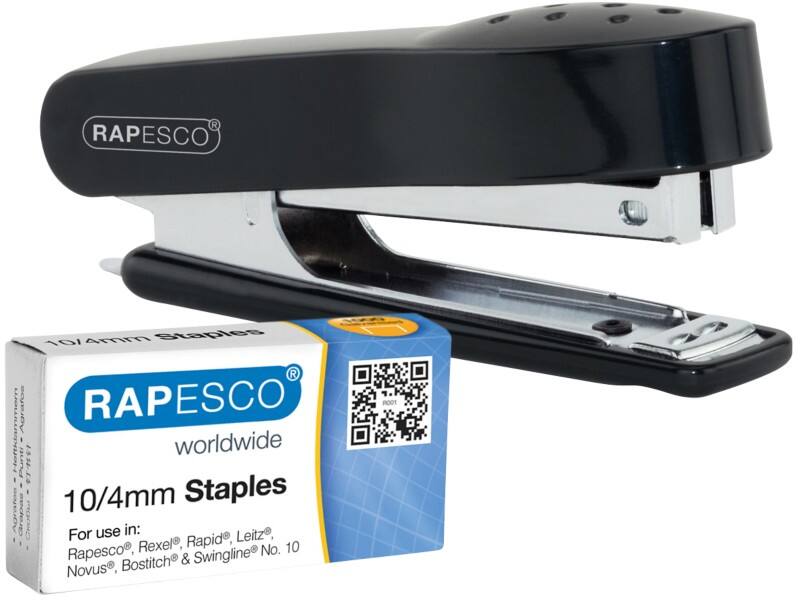 Rapesco Nietmachine 10 Halve strip 12 Vellen Zwart 10/4 ABS (Acrylonitril-butadieen-styreen), metaal