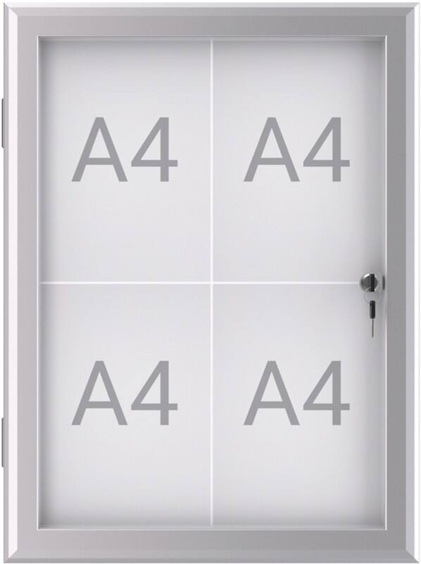Maul MAULexcite Vitrine Magnetisch 4 x A4 Afsluitbaar Buiten 52,2 (B) x 2,8 (H) cm Zilver