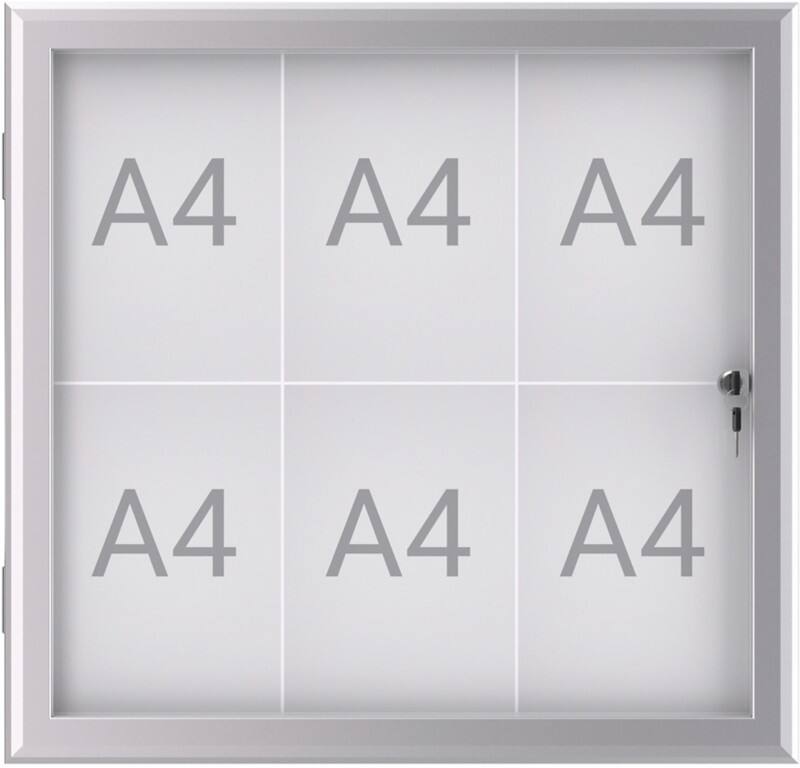 Maul MAULexcite Vitrine Magnetisch 6 x A4 Afsluitbaar Buiten 73,9 (B) x 2,8 (H) cm Zilver