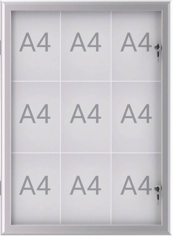 Maul MAULexcite Vitrine Magnetisch 9 x A4 Afsluitbaar Buiten 73,9 (B) x 2,8 (H) cm Zilver