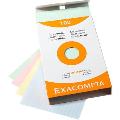 Exacompta Indexkaarten 13852X 100 x 150 mm Kleurenassortiment 10,2 x 15,3 x 2,5 cm Pak van 10