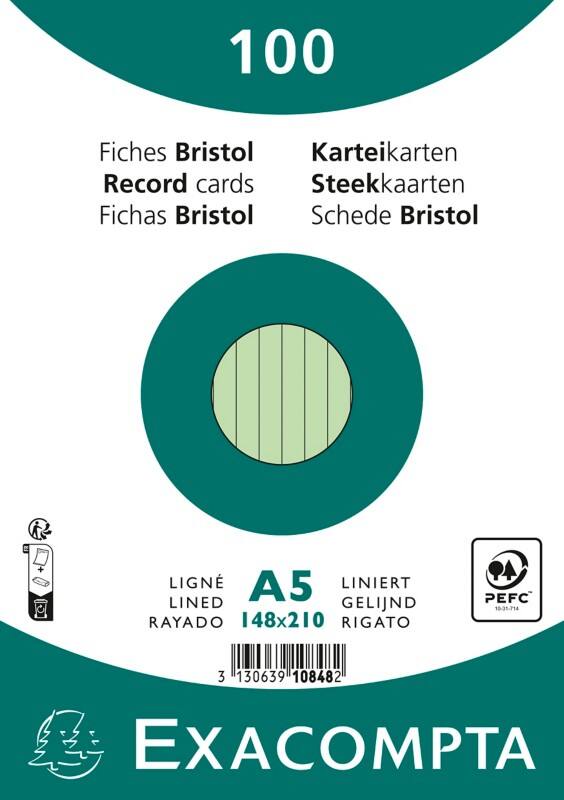 Exacompta Indexkaarten 10848SE A5 Groen 15 x 21,2 x 2,5 cm Pak van 10