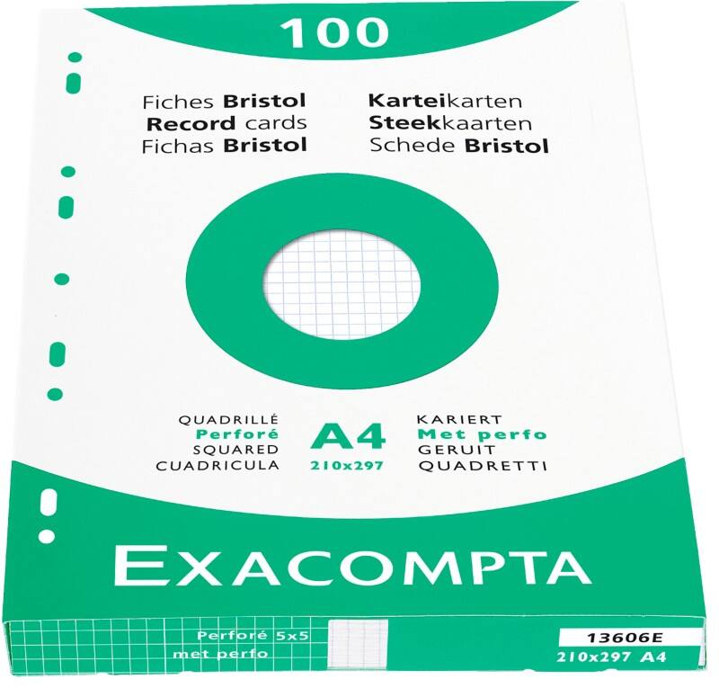 Exacompta Indexkaarten 13606E A4 Wit 21,3 x 30 x 2,5 cm Pak van 10