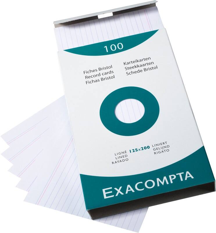 Exacompta Indexkaarten 13803X 125 x 200 mm Wit 12,7 x 20,3 x 2,5 cm Pak van 12