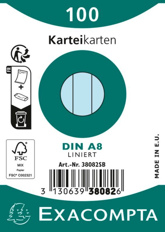 Exacompta Indexkaarten 38082SB Hemelsblauw 5,5 x 7,4 x 2,3 cm Pak van 48
