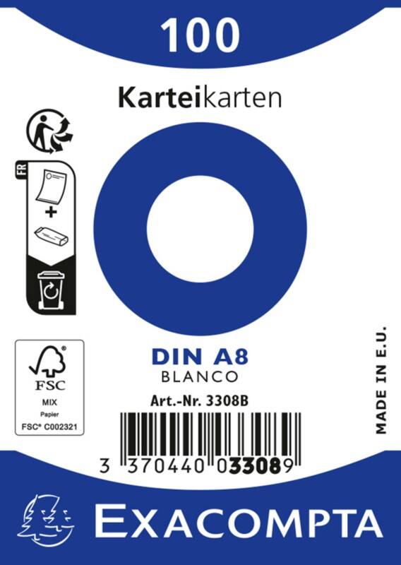 Exacompta Indexkaarten 3308B A8 Wit 5,2 x 7,4 x 2,3 cm Pak van 48