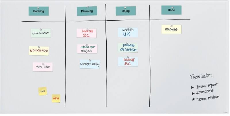 Sigel Artverum Glasbord Magnetisch Enkel 200 (B) x 100 (H) cm Wit