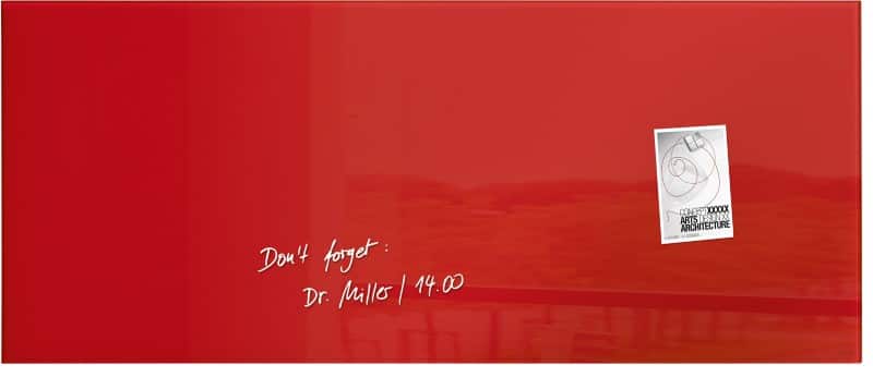 Sigel Artverum Glasbord Magnetisch Enkel 130 (B) x 55 (H) cm Rood