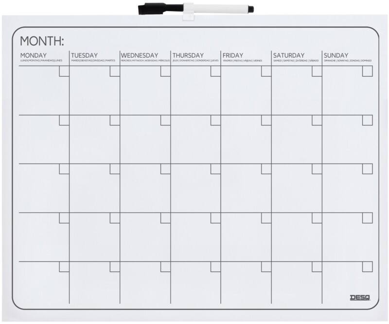 DESQ Maandplanner Magnetisch Schroeven 50 (B) x 40 (H) cm Metaal Wit