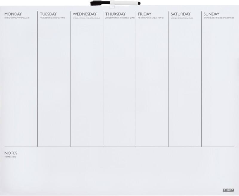 DESQ Weekplanner Magnetisch Schroeven 50 (B) x 40 (H) cm Metaal Wit