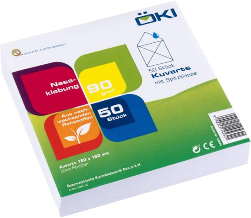 ÖKI Enveloppen Effen Gegomd Wit 50 stuks