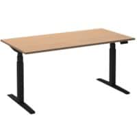 Ceha Rechthoekig Zit-sta-bureau Elektronisch In hoogte verstelbaar Zwart Beuken Melamine, metaal 1.200 x 800 x 1.300 mm Normale hoog-laag-schakelaar