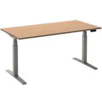 Ceha Rechthoekig Zit-sta-bureau Elektronisch In hoogte verstelbaar Zilver Beuken Melamine, metaal 1.200 x 800 x 1.300 mm Normale hoog-laag-schakelaar