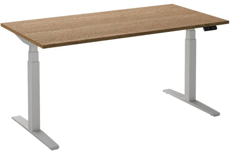 Ceha Adjust 2 Plus Elektrisch hoogteverstelbaar Zit-sta-bureau Rechthoekig Tabak Eiken T-Voet 1,600 (B) x 800 (D) x 1,300 (H) mm Melamine, metaal