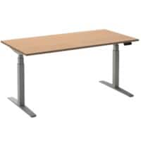 Ceha Rechthoekig Zit-sta-bureau Elektronisch In hoogte verstelbaar Zilver Beuken Melamine, metaal 1.600 x 800 x 1.300 mm Normale hoog-laag-schakelaar