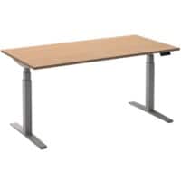 Ceha Rechthoekig Zit-sta-bureau Elektronisch In hoogte verstelbaar Zilver Beuken Melamine, metaal 1.200 x 800 x 1.300 mm Snelle montage