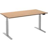 Ceha Rechthoekig Zit-sta-bureau Elektronisch In hoogte verstelbaar Wit Beuken Melamine, metaal 1.800 x 900 x 1.300 mm Snelle montage