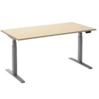 Ceha Rechthoekig Zit-sta-bureau Elektronisch In hoogte verstelbaar Zilver Esdoorn Melamine, metaal 1.800 x 900 x 1.300 mm Normale hoog-laag-schakelaar