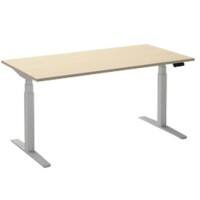 Ceha Rechthoekig Zit-sta-bureau Elektronisch In hoogte verstelbaar Wit Esdoorn Melamine, metaal 1.800 x 900 x 1.300 mm Normale hoog-laag-schakelaar