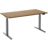 Ceha Rechthoekig Zit-sta-bureau Elektronisch In hoogte verstelbaar Zilver Rustiek eiken tabak Melamine, metaal 1.200 x 800 x 1.300 mm Normale hoog-laag-schakelaar