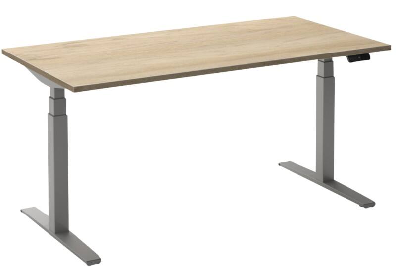 Ceha Adjust 2 Plus Elektrisch hoogteverstelbaar Zit-sta-bureau Rechthoekig Wit Eiken T-Voet 1,200 (B) x 800 (D) x 1,300 (H) mm Melamine, metaal