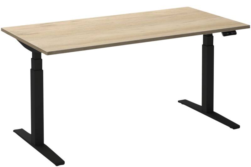 Ceha Adjust 2 Plus Elektrisch hoogteverstelbaar Zit-sta-bureau Rechthoekig Wit Eiken T-Voet 1,400 (B) x 800 (D) x 1,300 (H) mm Melamine, metaal